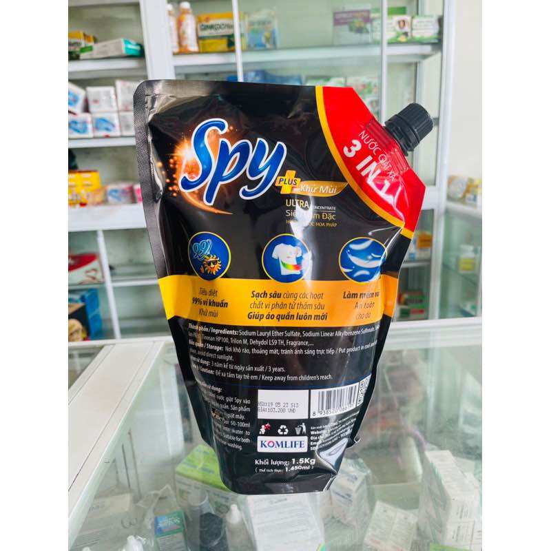 NƯỚC GIẶT XẢ 2IN1 SPY PLUS ĐEN 1500ML