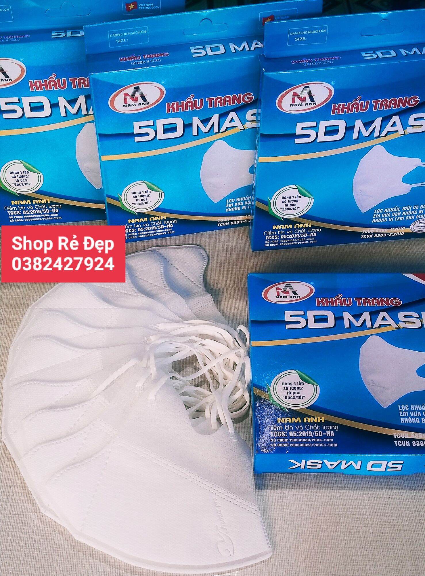 Combo 10 hộp khẩu trang y tế 5D quai thun. mỗi hộp 10 cái. có đủ màu được mix màu. hãng Nam Anh famapro