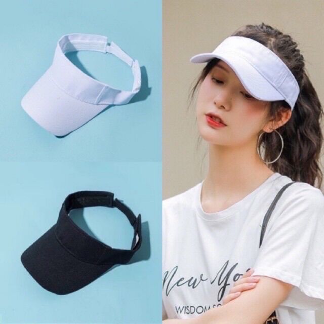Nón kết tennit thể thao trắng đen thời trang trơn
