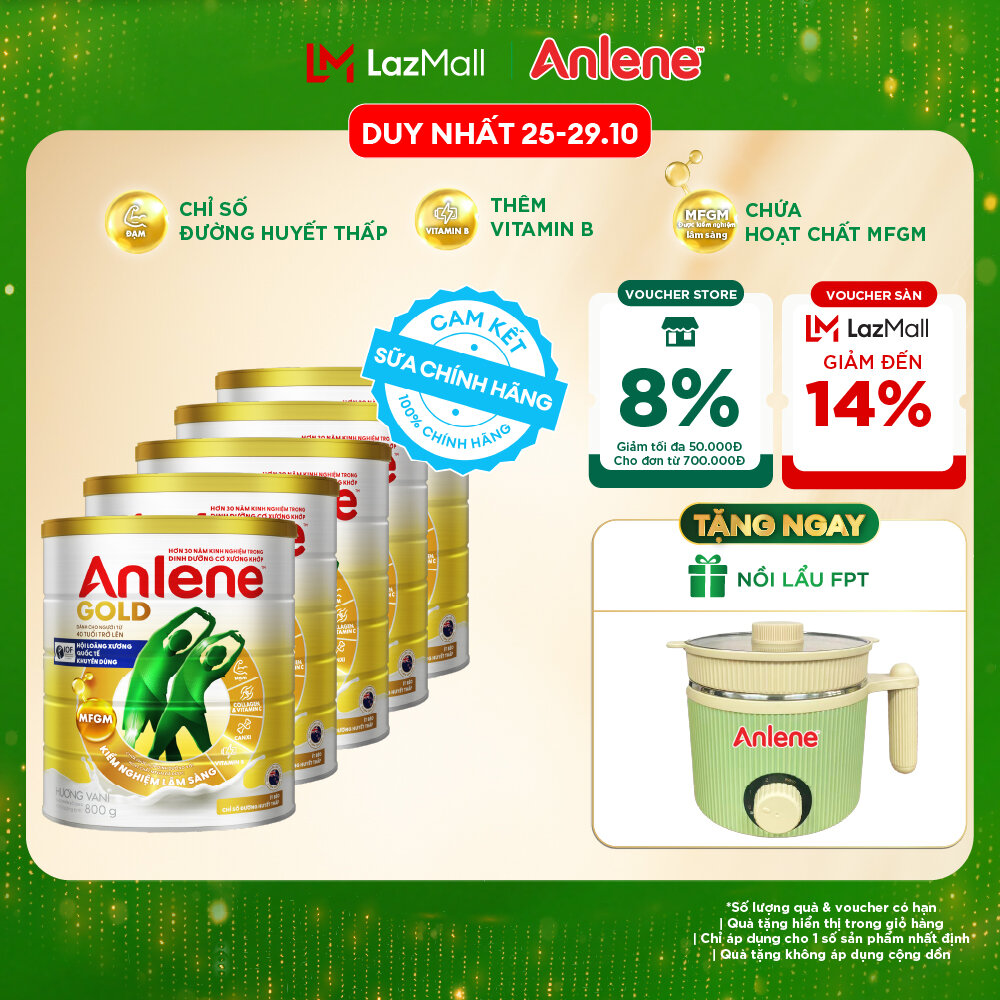 [Voucher giảm đến 26%]Combo 5 Sữa Bột Anlene Gold Hương Vani 800G