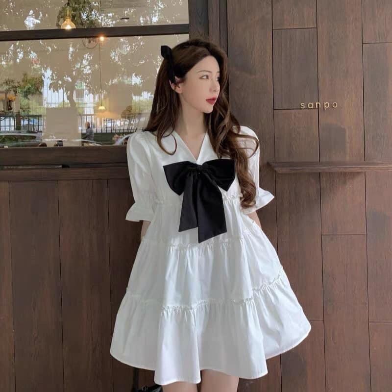 Đầm trắng baby doll xinh iu