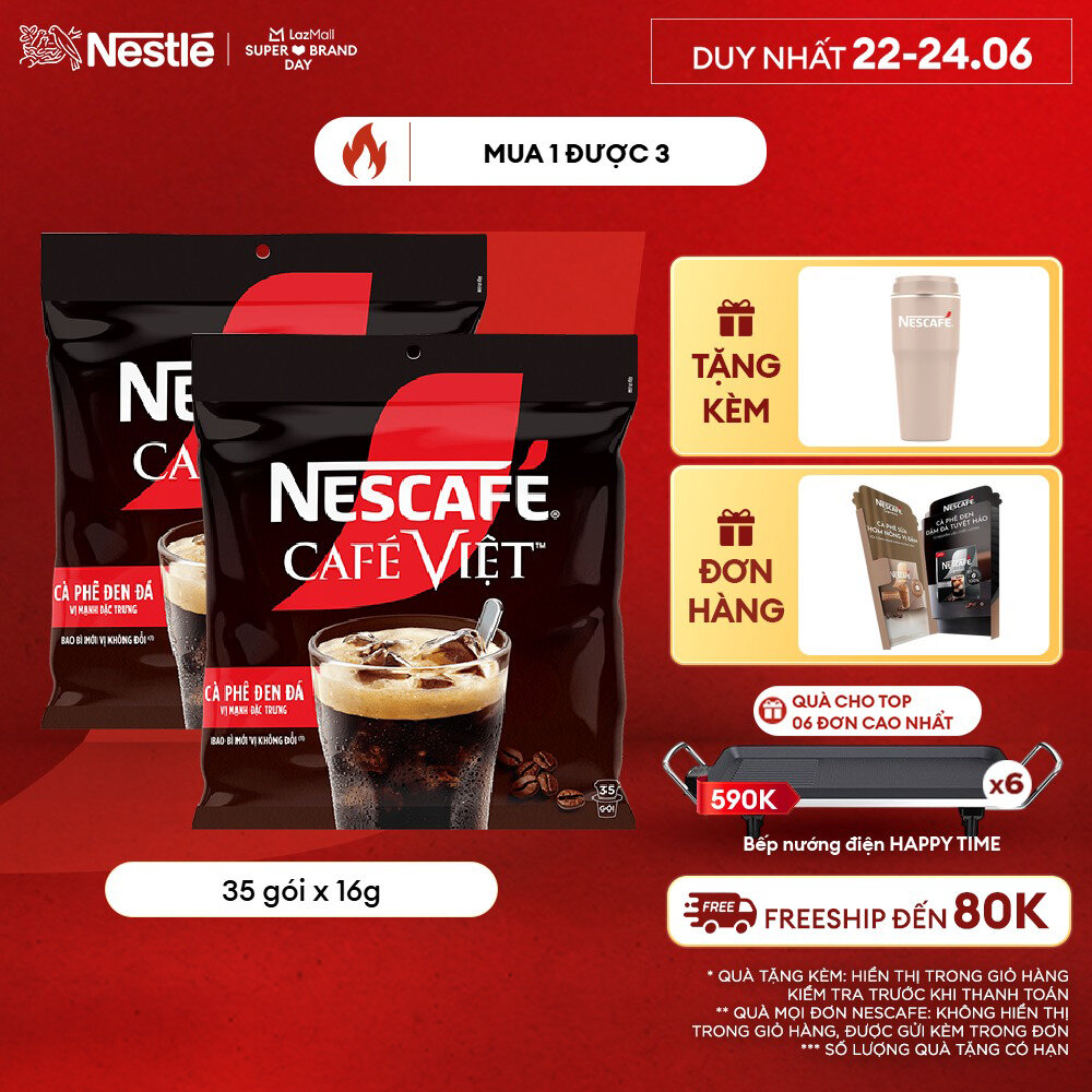 [ƯU ĐÃI THÁNG 6][Giao hàng toàn quốc] Combo 2 Cà phê đen hòa tan NESCAFÉ CAFÉ VIệT (Túi 35 gói x 16g)