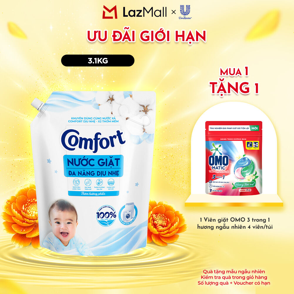Nước Giặt Comfort Đa Năng Dịu Nhẹ túi 3,1KG