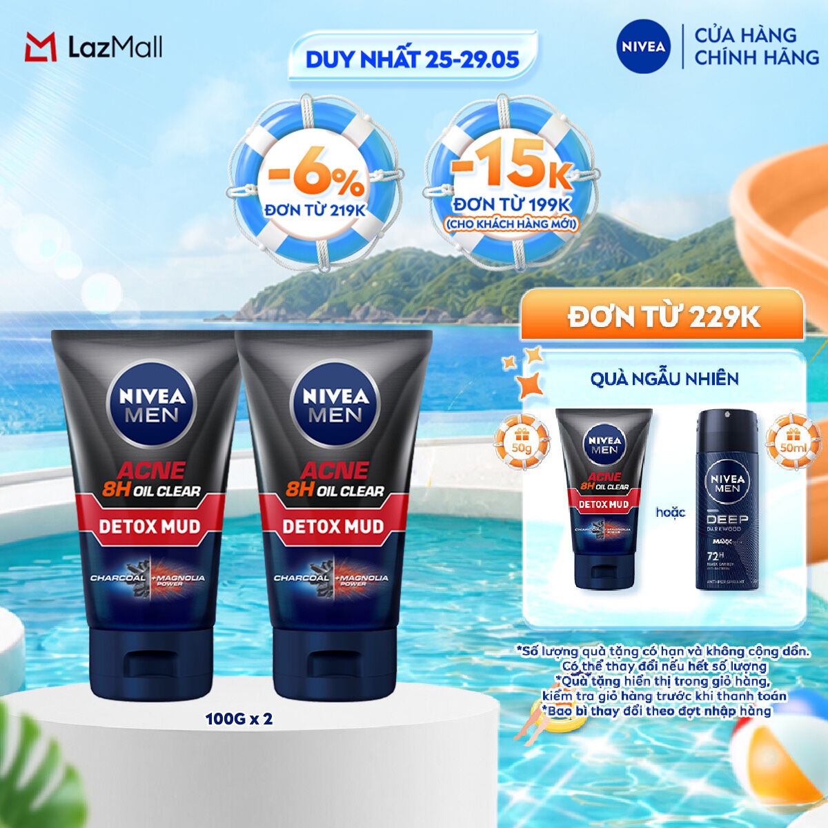 Bộ 2 Sữa Rửa Mặt Bùn Khoáng NIVEA MEN Kiểm Soát Nhờn  Ngừa Mụn (100g) - 83940