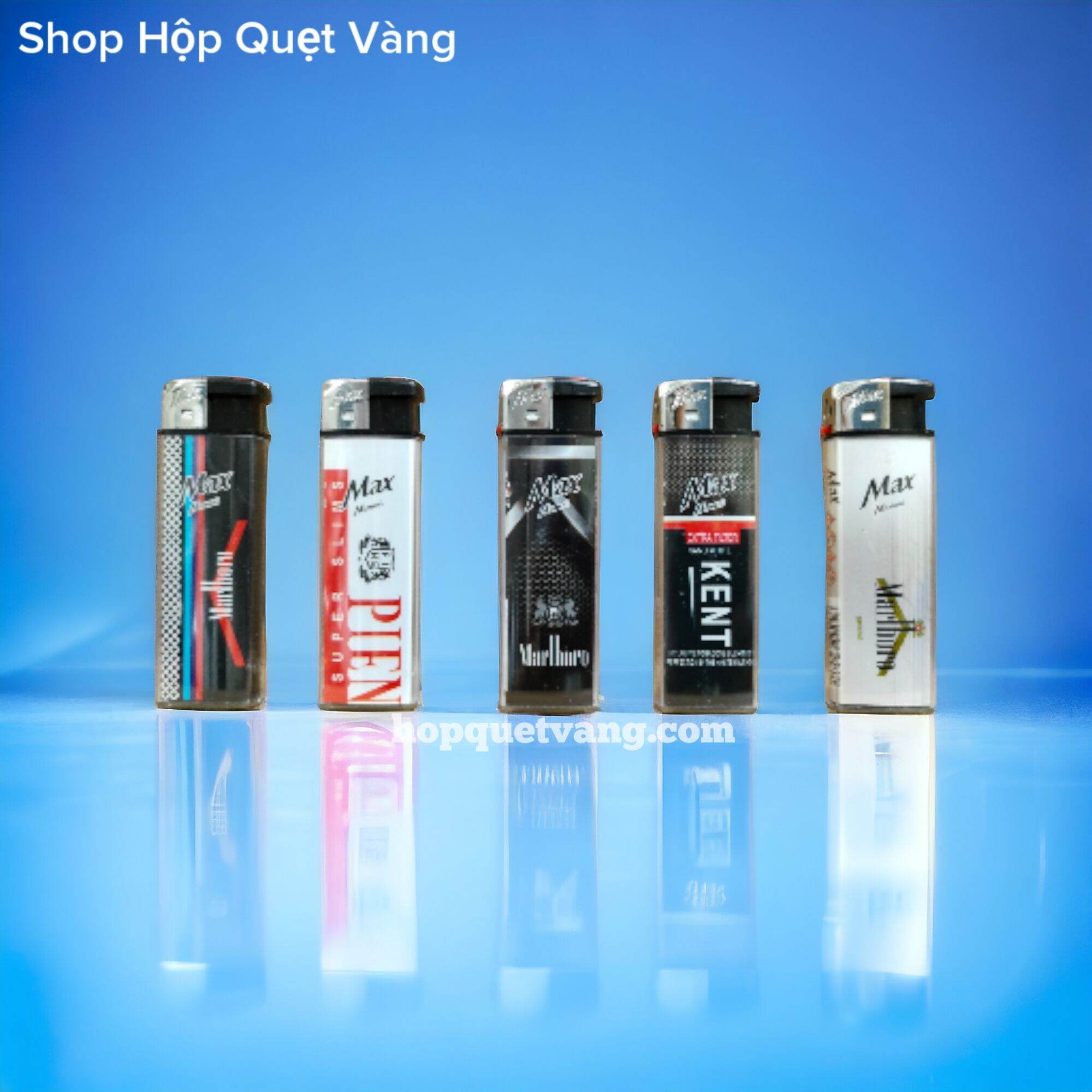 Combo 5 cái Hộp Quẹt, Bật Lửa tia xanh màu Đen Trắng.