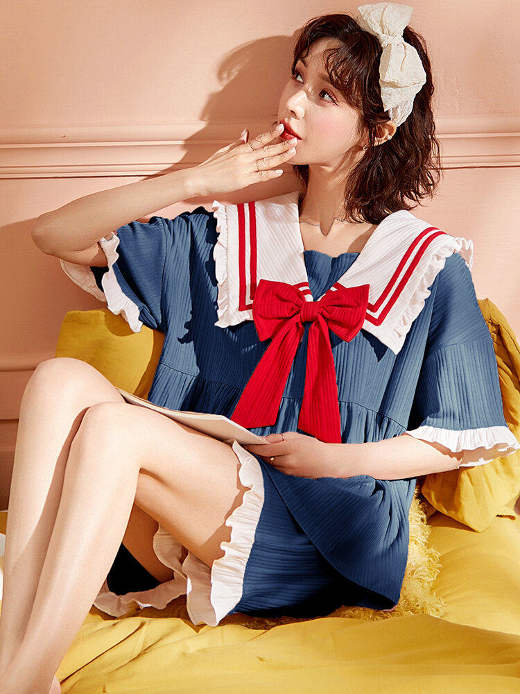 Bộ Đồ Ngủ Cotton Nguyên Chất Mùa Hè Cho Nữ Tay Ngắn Mỏng Nhẹ Nhàng Thoải Mái Bộ Đồ Ngủ Mùa Hè Cho Nữ Quần Áo Mặc Nhà