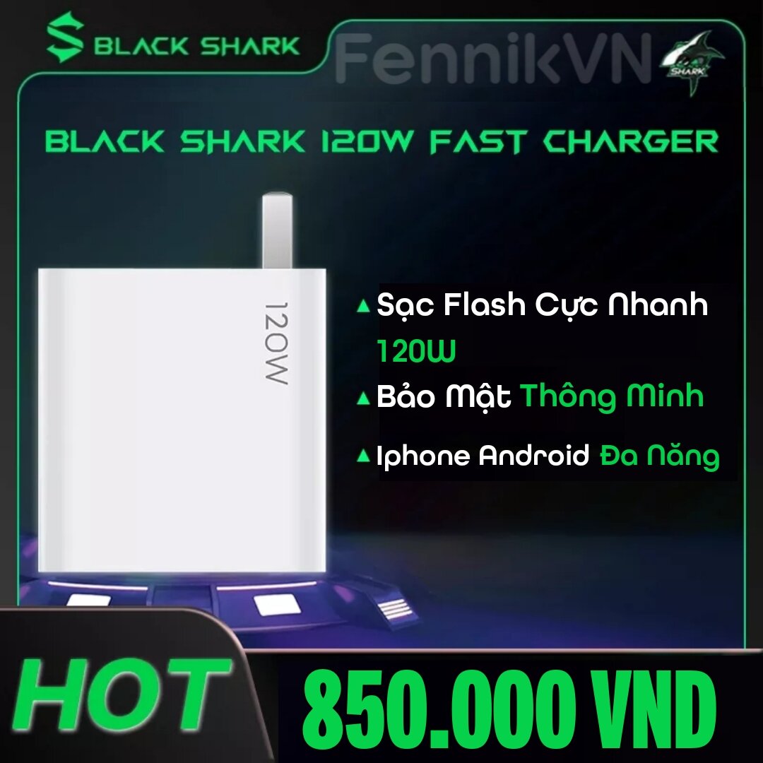 Combo Củ Sạc Nhanh Black Shark 120W + Kèm Dây 6A - Hàng Chính Hãng