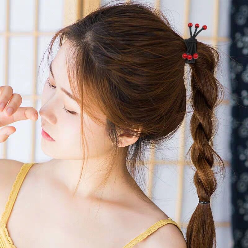 Sỉ 100 thun cột tóc hạt cherry nhiều màu