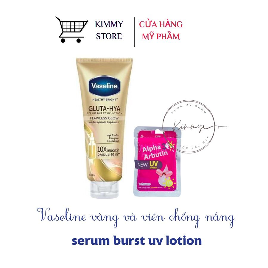 Combo VASELINE GLUTA HYA 10X ngày đêm + viên alpha arbutin 3Plus