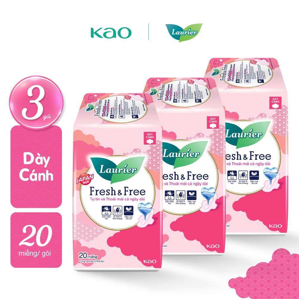 Combo 3 băng vệ sinh Laurie Fresh&Free