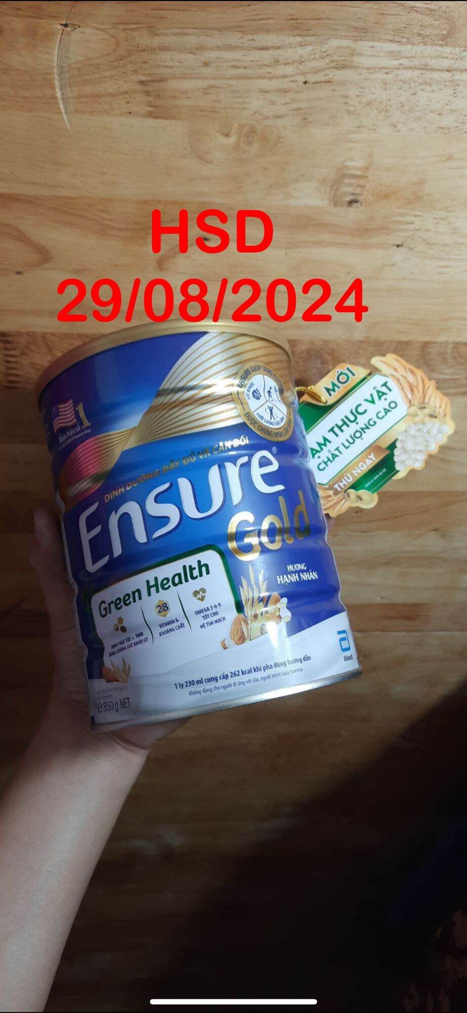 Sữa Ensure 850g Hương Hạnh Nhân Abbott Ensure gold HSD 29/08/2024