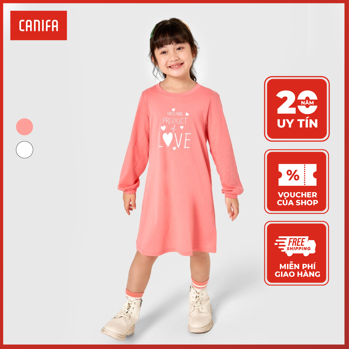 Váy liền bé gái canifa 1ds22w004