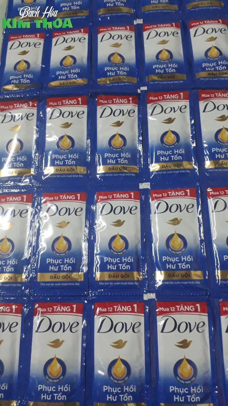 60 gói dầu gội đầu DOVE Phục Hồi Hư Tổn - Tái Cấu Trúc Tóc - Dầu gội cho mái tóc suôn mượt khỏe đẹp - 6 dây