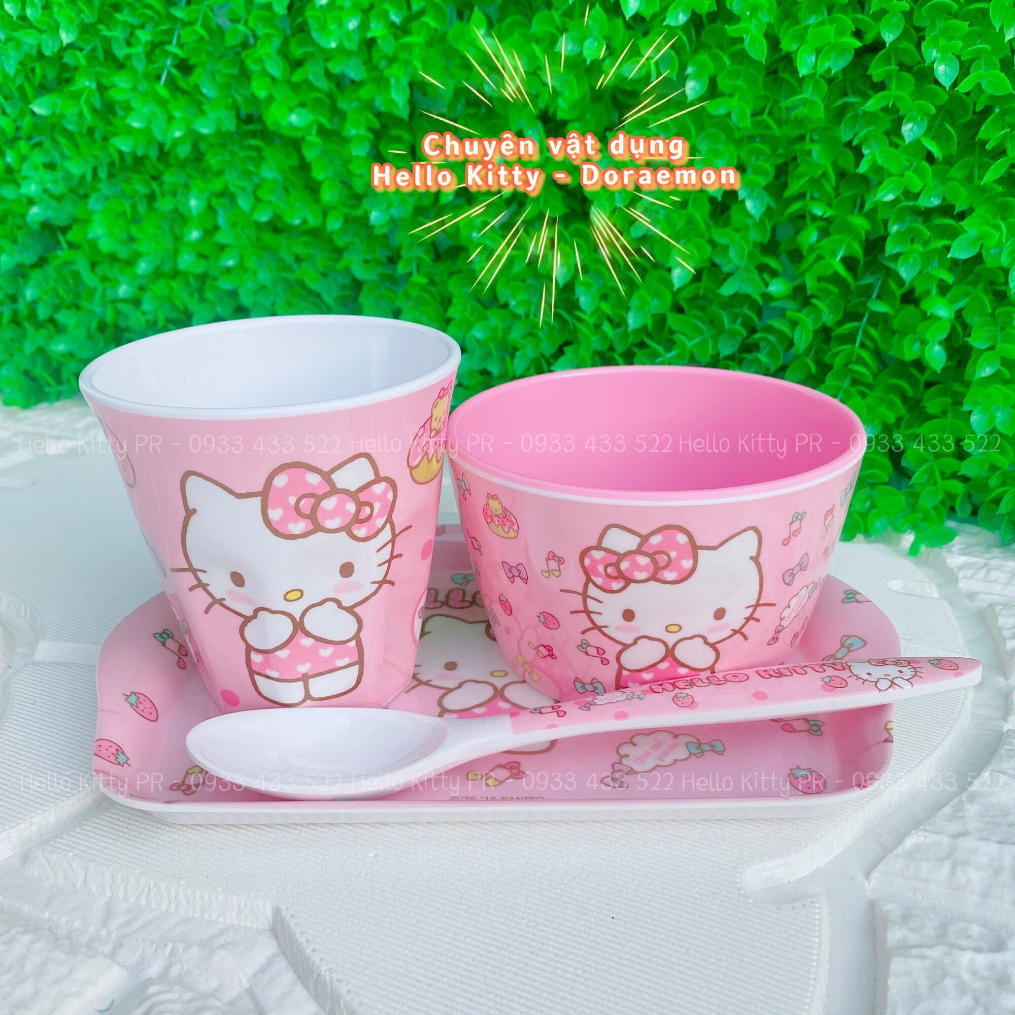 COMBO CHÉN LY MUỖNG DĨA HELLO KITTY