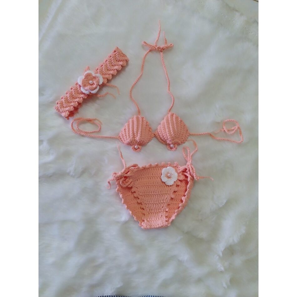 Set len ngọc trai cho bé, đồ bơi đi biển cho bé, bikini ngọc trai đi biển cho bé