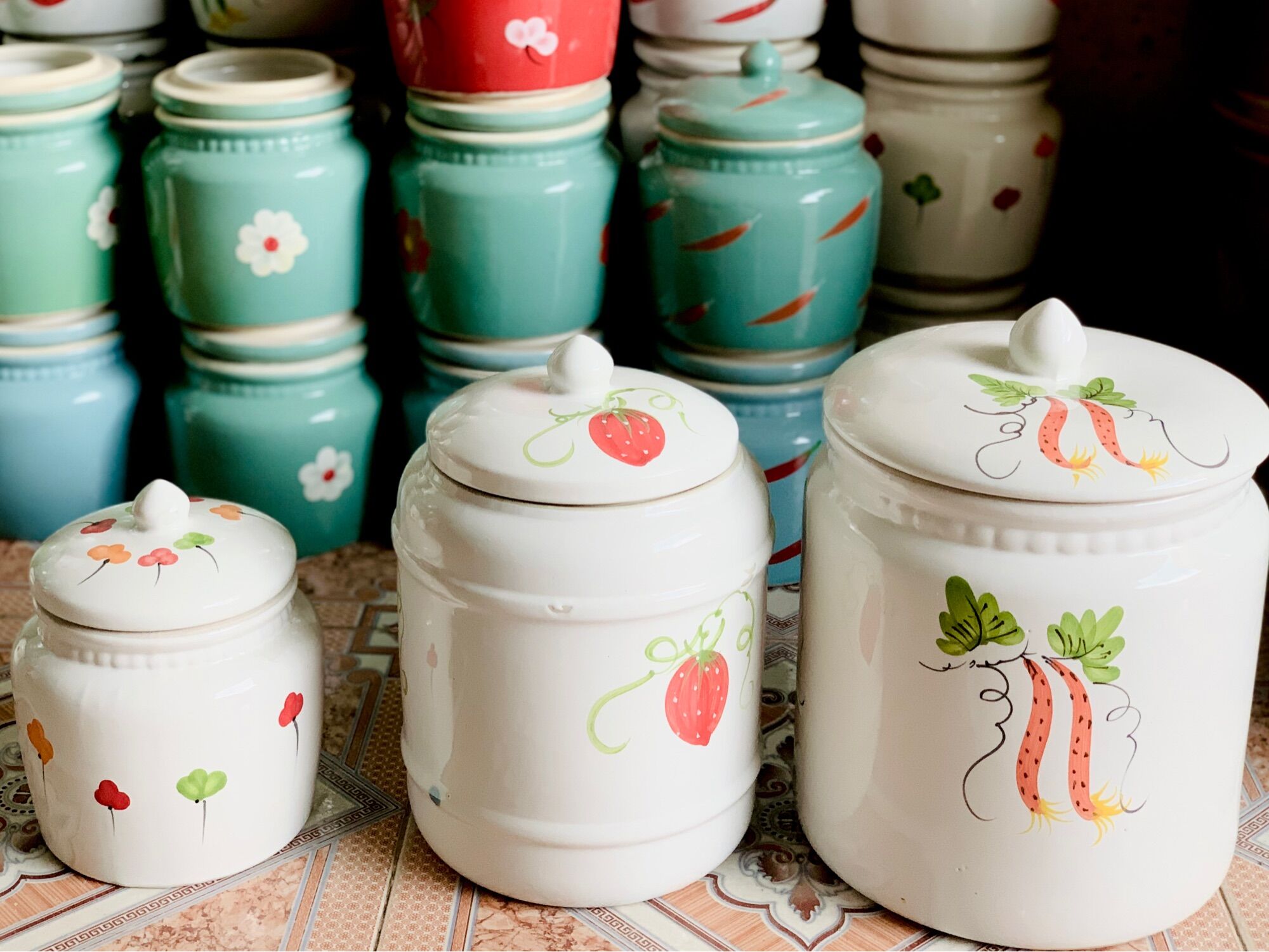 Vại muối dưa cà. Hũ đựng muối dưa cà decor 3 kích cỡ