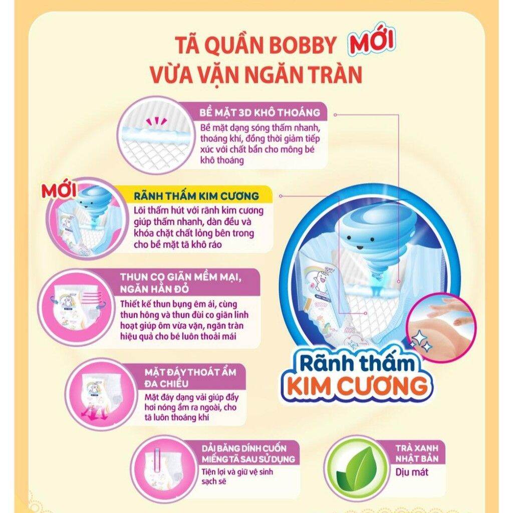 [Date 2025]Tã bỉm quần Bobby XL 12 miếng. Date 2025