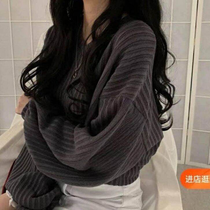 Áo Len gân cổ tim nữ tay dài