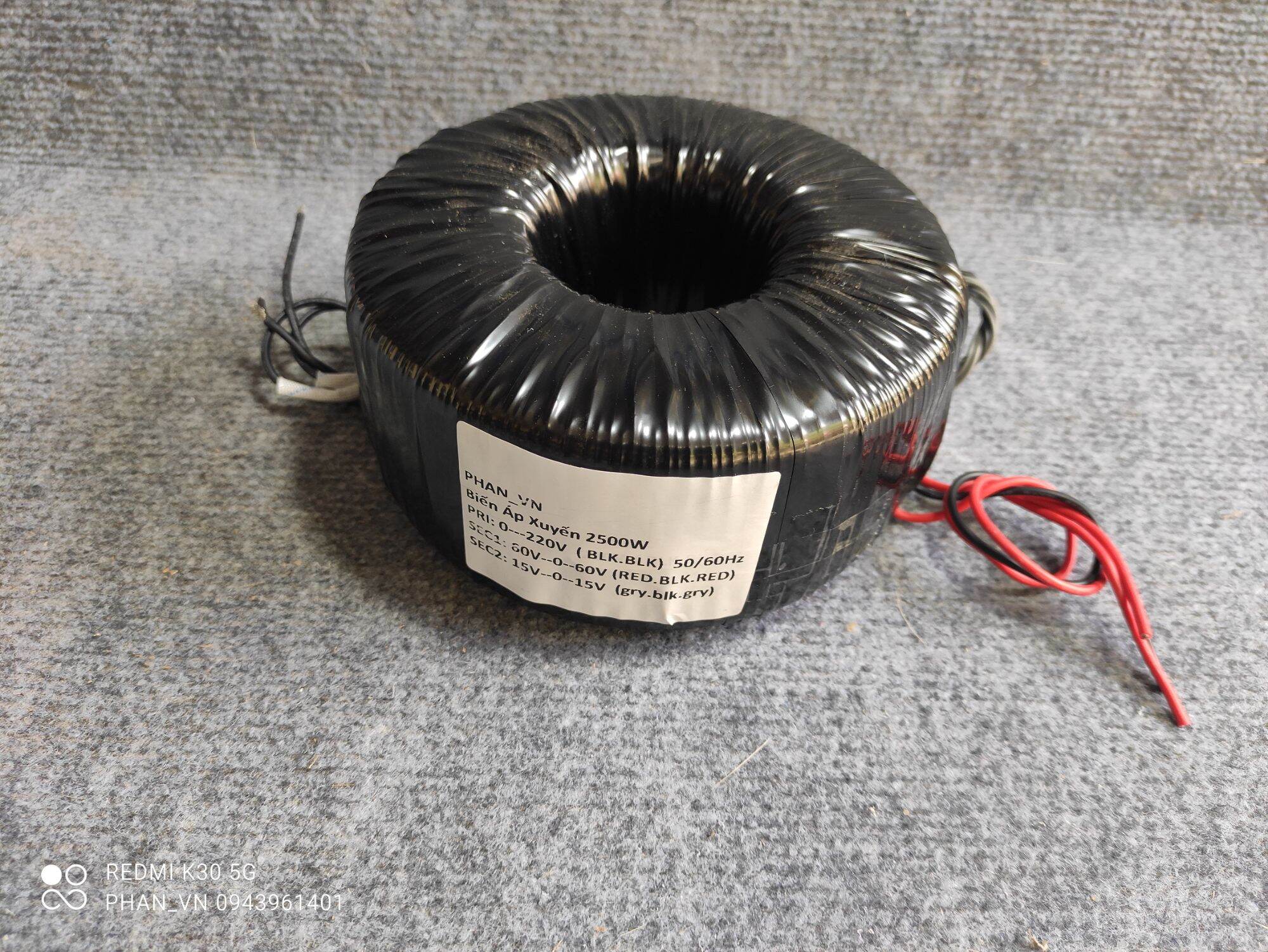 Biến áp xuyến đối xứng 60v 1500w