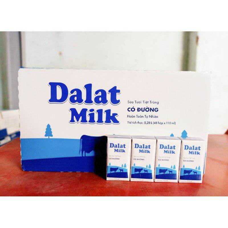 6 lốc sữa tươi tiệt trùng Đà Lạt milk 110ml * 24 hộp ( Có Đường / Ít Đường / Đủ mùi)
