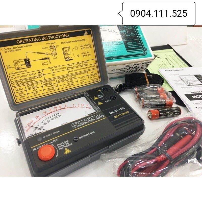 [HCM]Đồng hồ đo điện trở cách điện KYORITSU 3165 (500V/1000MΩ)