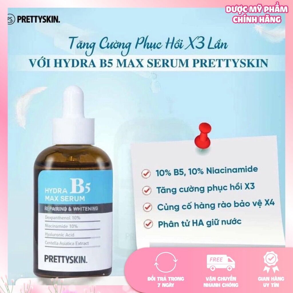 Tinh Chất Làm Dịu Da cấp nước giữ ẩm căng bóng da Prettyskin Hydra B5 Max Serum 50ml Hàn Quốc