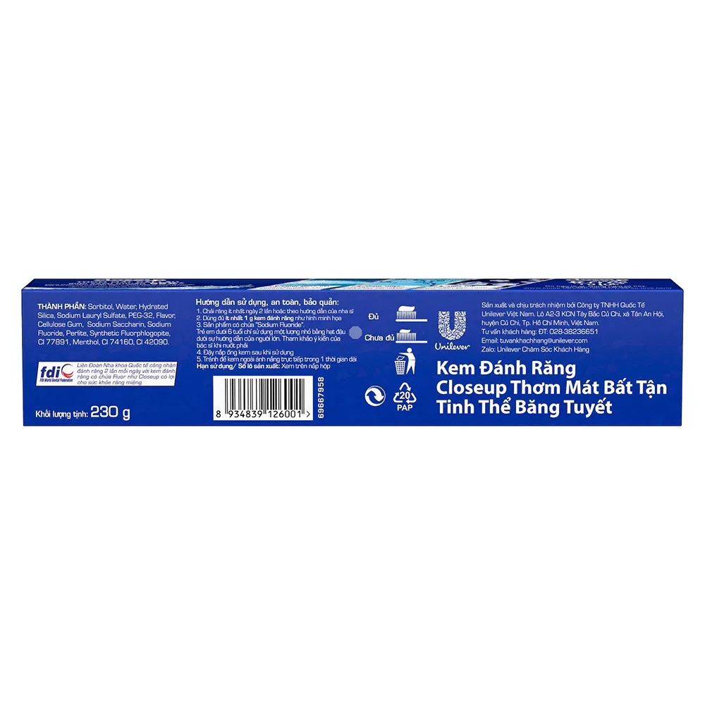 kem đánh răng closeup băng tuyết(3 cây x230g)