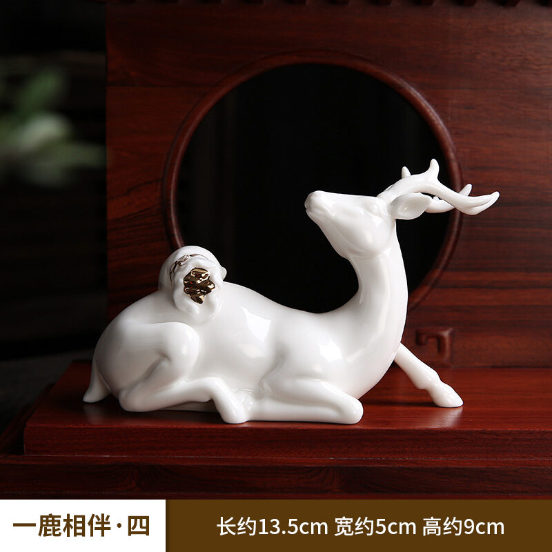 Đồ trang trí hươu chiêu tài gốm sứ đồ trang trí nội thất phòng khách hiến thụy linh lộc đồ trang trí tủ rượu kệ ti vi đồ trang trí văn phòng