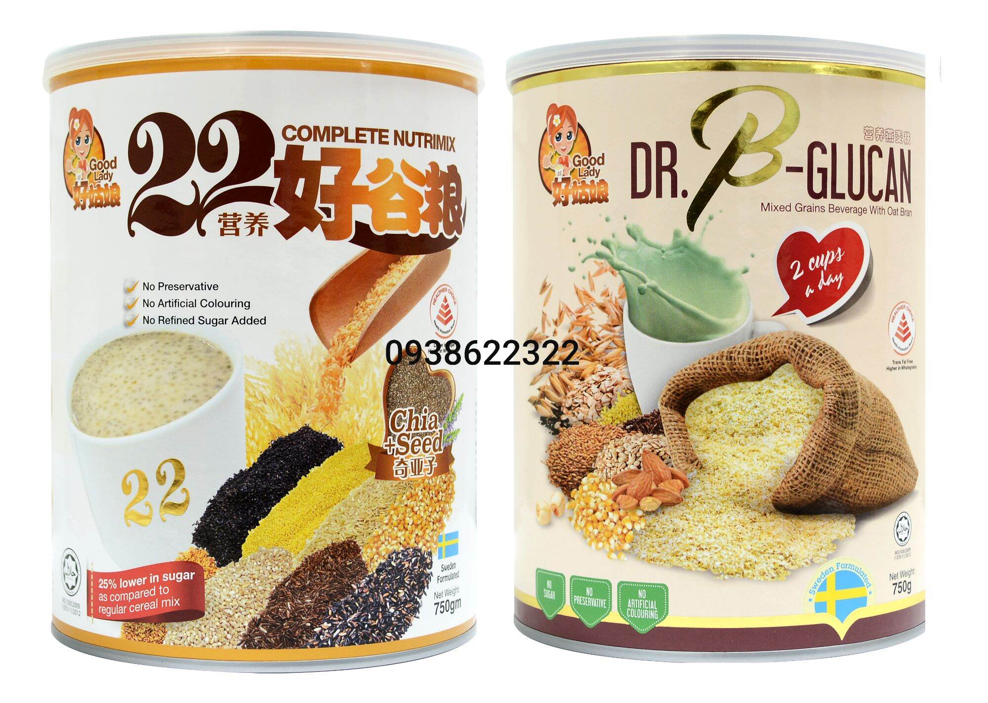 Bột ngũ cốc cao cấp 22 loại hạt 22 Complete Nutrimix Chia seed - Glucan 750g