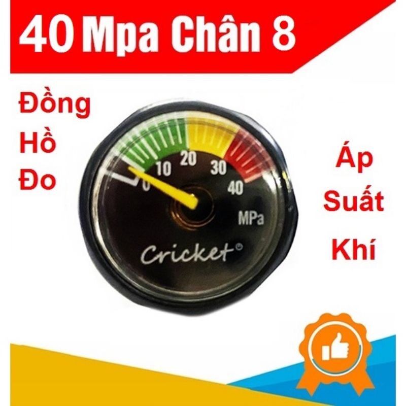 Đồng hồ đo áp suất khí nén cricket ren 8mm