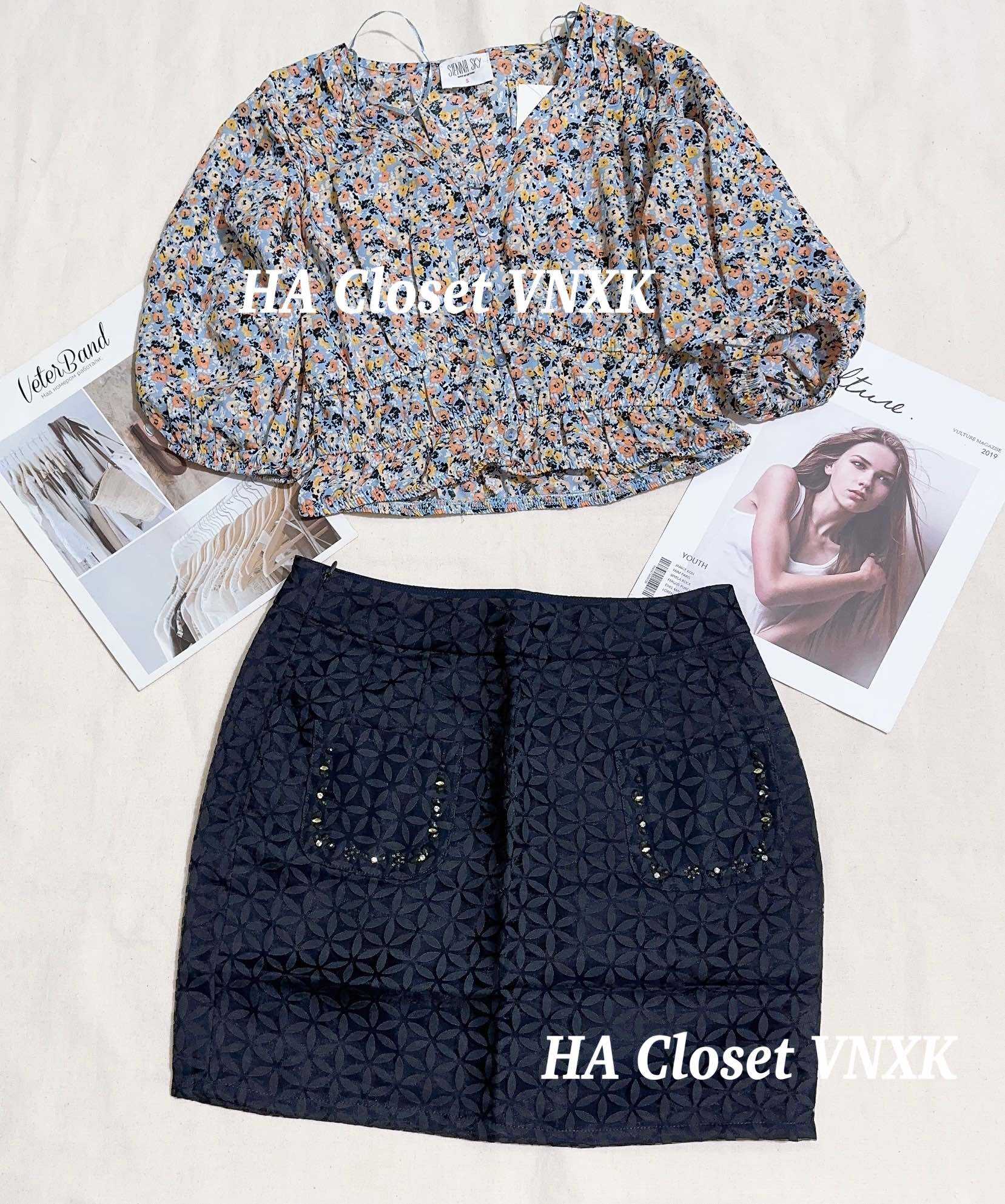 Áo croptop voan kiểu hoa nhí hàng xuất dư