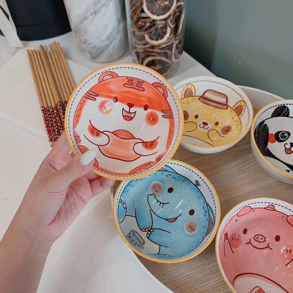 Bộ 6 chén hình thú tặng 6 đôi đũa siêu xinh