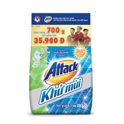 Bột giặt Attack Khử Mùi Hương Ngày Sảng Khoái 4.5Kg