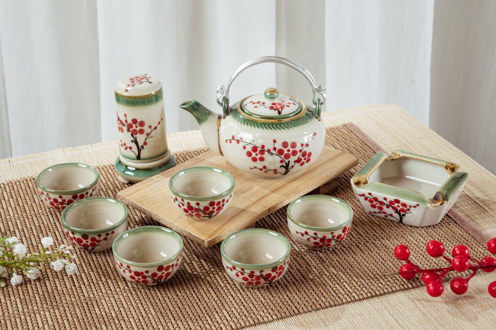 ẤM CHÉN PHA TRÀ BÁT TRÀNG BỘ ẤM TRÀ GỐM SỨ BÁT TRÀNG