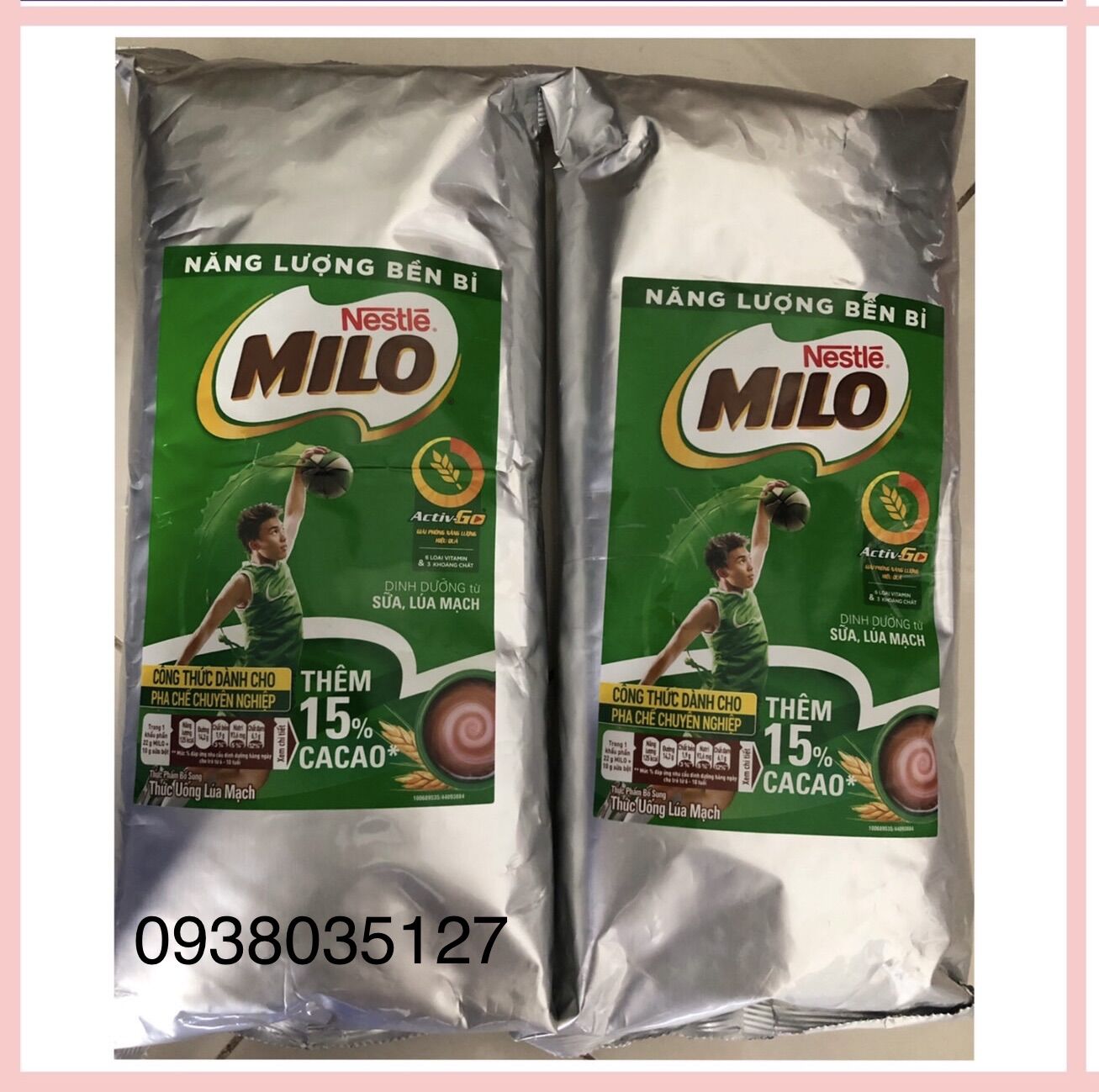 Combo 2 bịch BỘT MILO 1kg Nestle nguyên chất chính hãng Nestle' / Bột lúa mạch milo cacao nguyên chất 1kg date mới nhất