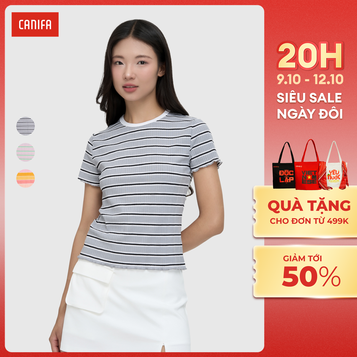 [20H 9-12.10 VOUCHER TỚI 500K] Áo phông nữ CANIFA 6TS25S005