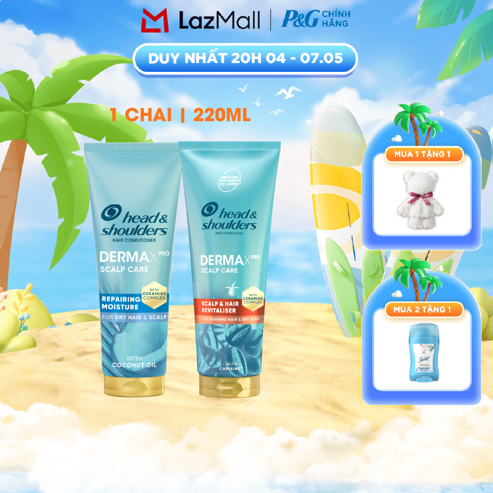 Dầu Xả HS Chuyên Sâu Dermaxpro Scalp Care Repairing Moisture Phục Hồi Dưỡng Ẩm/Scalp Care Hair Revitaliser Tái Tạo Tóc Chắc Khỏe Chai 220ml - Châu Âu