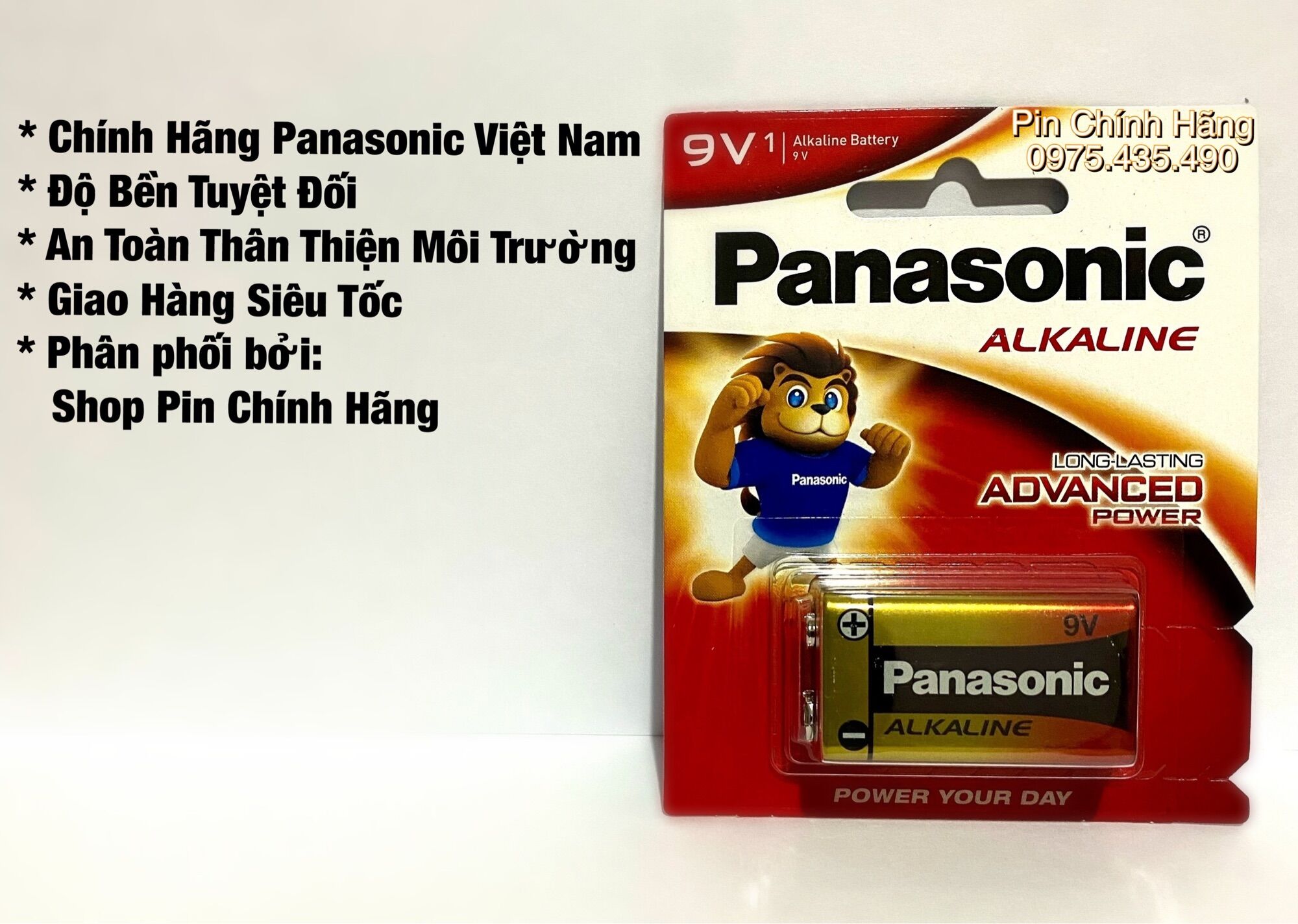 Pin 9V Panasonic Alkaline 6LR61T/1B Chính Hãng Vỉ 1 Viên