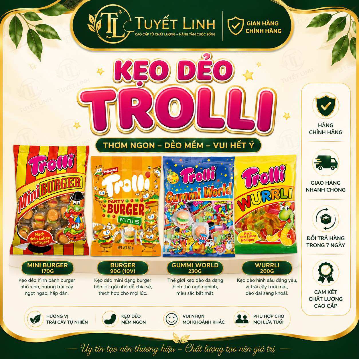 Kẹo dẻo đủ vị siêu ngon trolli gummi world 230g