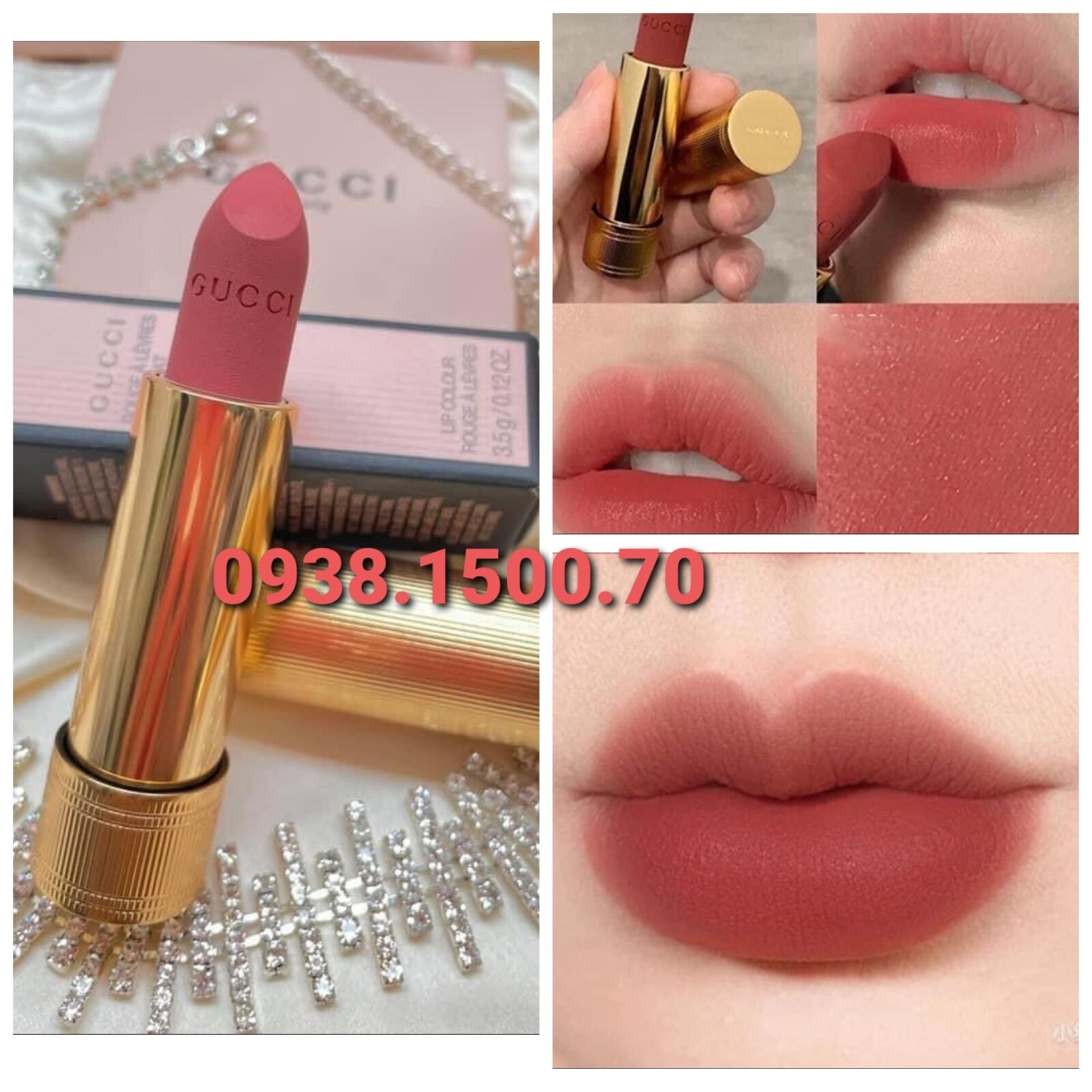 SON THỎI LÌ Gucci Rouge A Levres Matte Lipstick 217 Valeria Rose 3.5g HỒNG