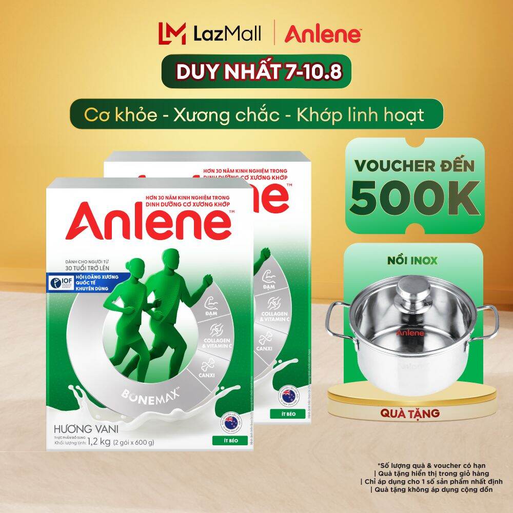 [Giảm 15% tối đa 150K cho đơn từ 550K][FREESHIP 0Đ TOÀN QUỐC] Combo 2 Hộp sữa bột Anlene Vanilla 1.2kg