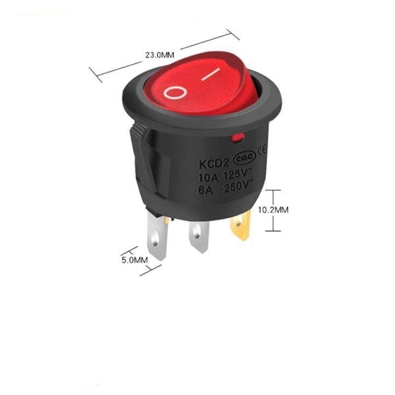 Công Tắc Bập Bênh Tròn Đỏ 3 Chấu