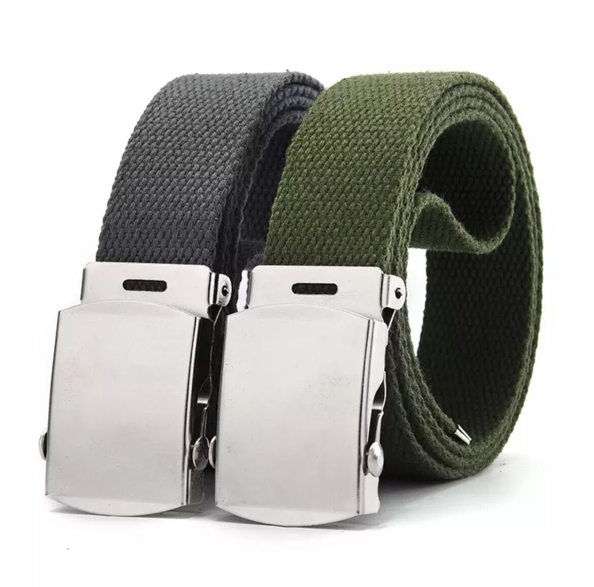 Combo dây lưng dù xanh đen mặt trắng trơn