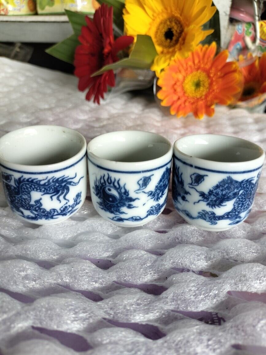 Bộ chung ly sứ thờ cúng họa tiết rồng xanh