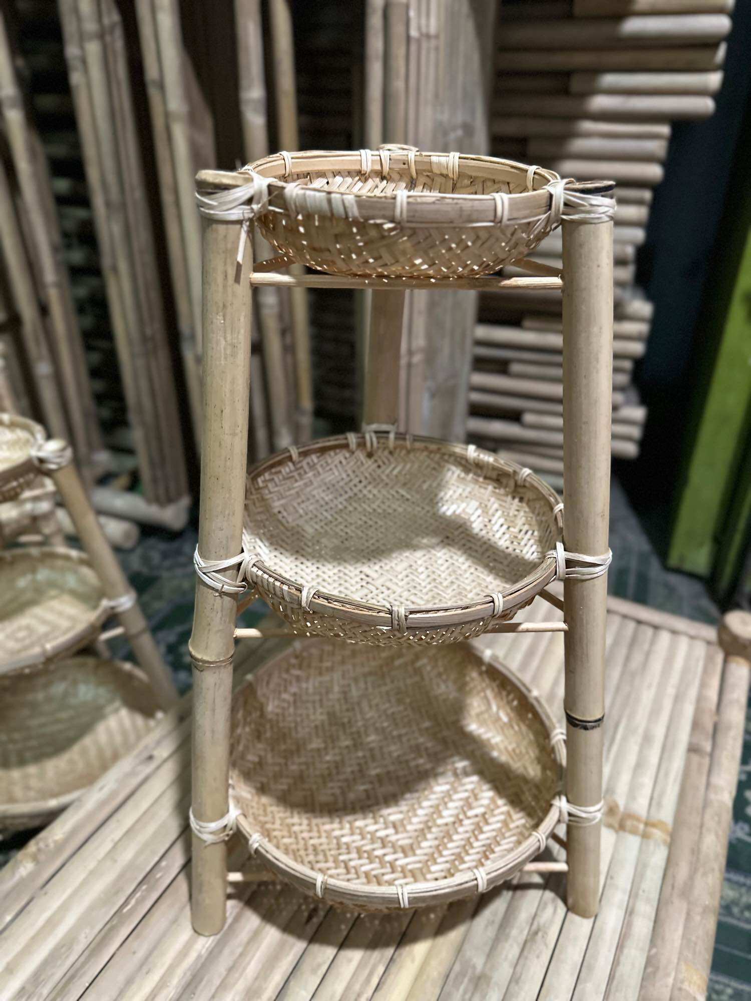 Kệ rổ tre 3 tầng đa năng