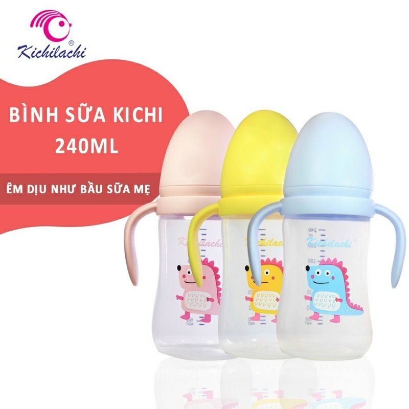 BÌNH SỮA KICHI CỔ RỘNG PP 180ML/240ML