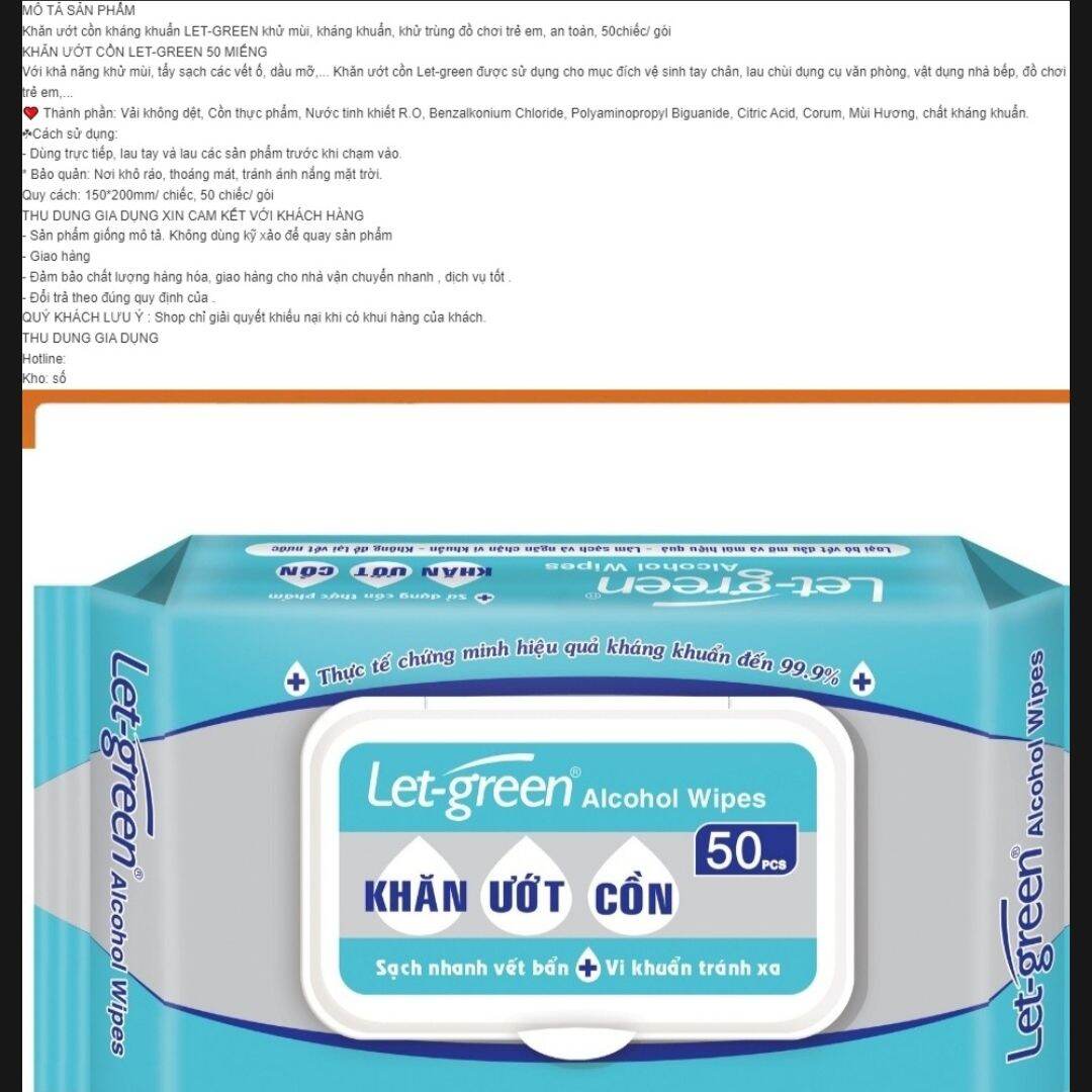 Combo 5 khăn giấy ướt cồn 50 tờ.