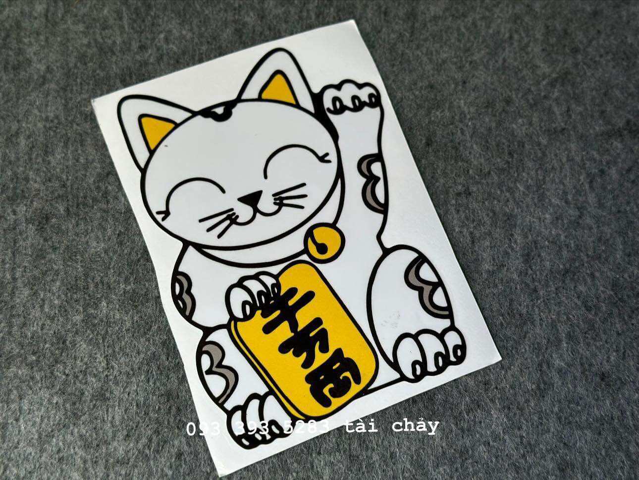 [ 1 MIẾNG ] TEM DECAL STICKER MÈO THẦN TÀI DÁN TRANG TRÍ XE