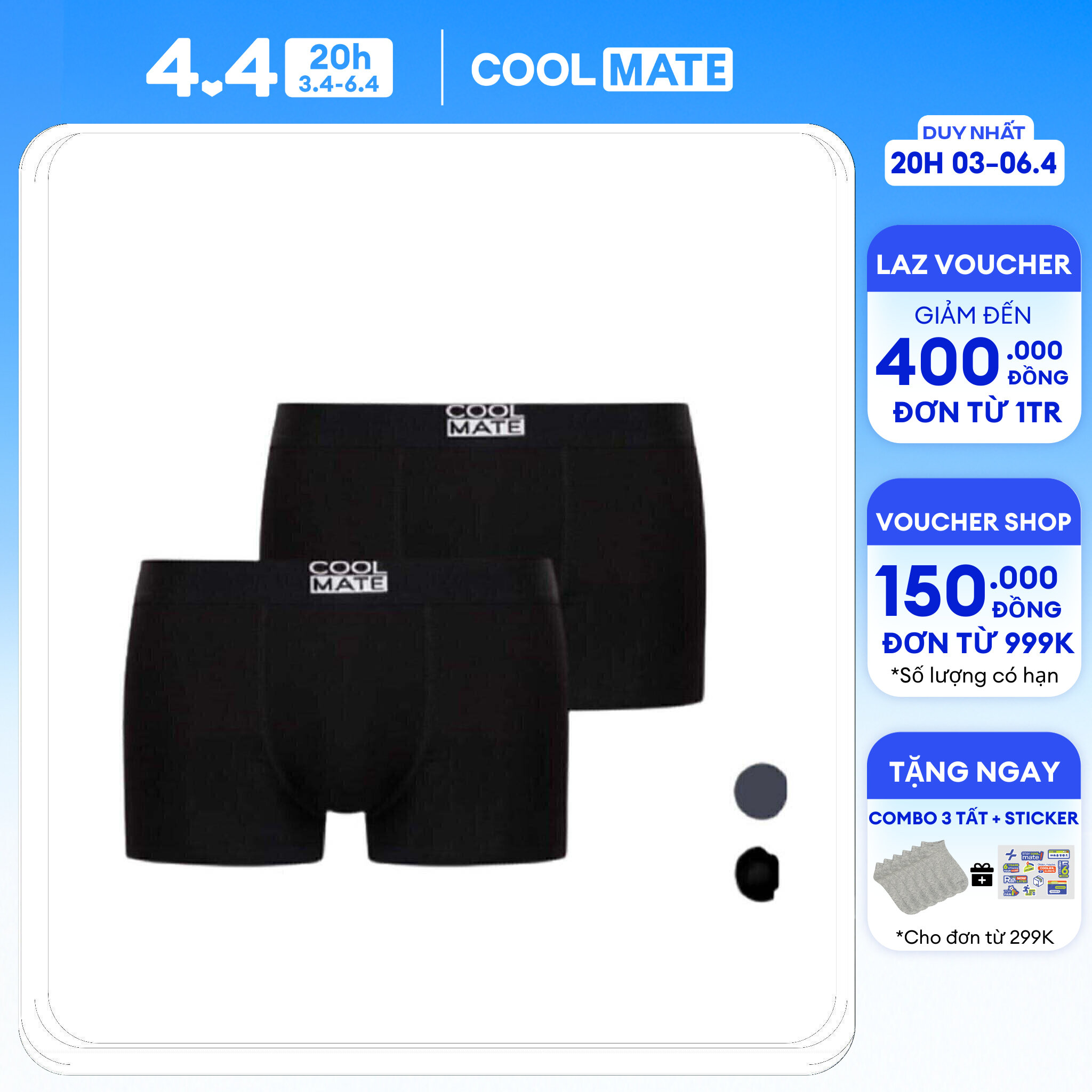 Combo 2 Quần lót nam Trunk Bamboo mềm mại, thấm hút, kháng khuẩn khử mùi - Coolmate