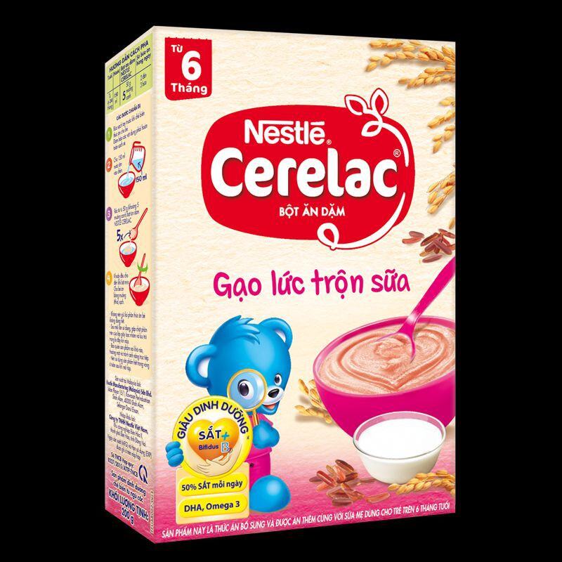 [HSD 12/07/2023] Bột ăn dặm Nestle Cerelac Gạo lức trộn sữa hộp 200g